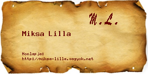 Miksa Lilla névjegykártya